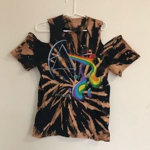 Custom DIY Pink Floyd Tie Dye Off The Shoulder Tee